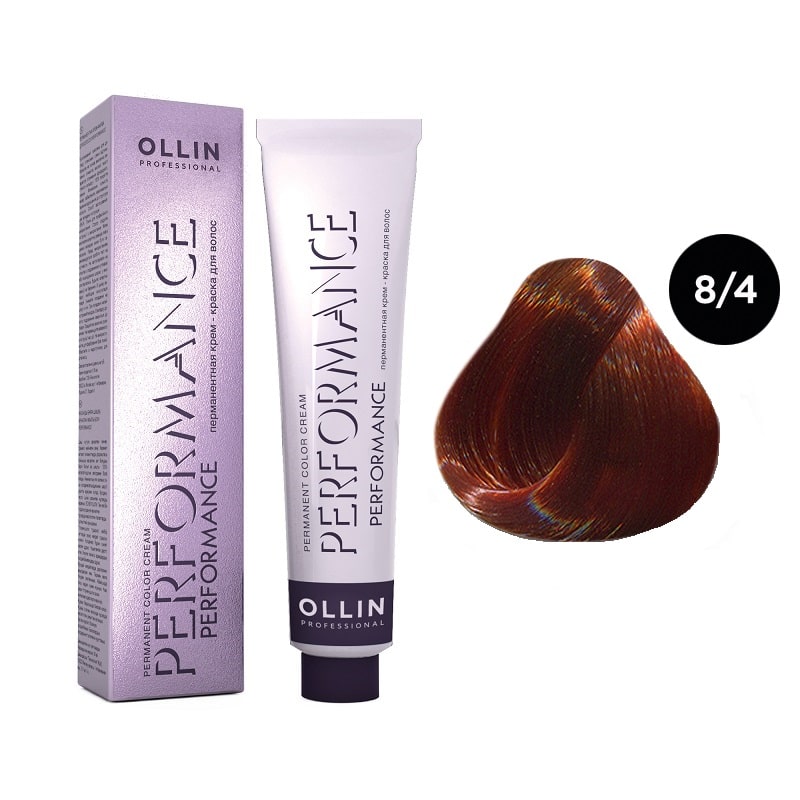 ollin performance Перманентная крем краска для волос 8/4 светло русый медный 60 мл OLLIN Performance Перманентная крем-краска для волос 8/4 светло-русый медный 60 мл — изображение 1