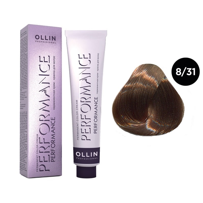 OLLIN Performance Перманентная крем-краска для волос 8/31 светло-русый золотисто-пепельный 60 мл — изображение 1