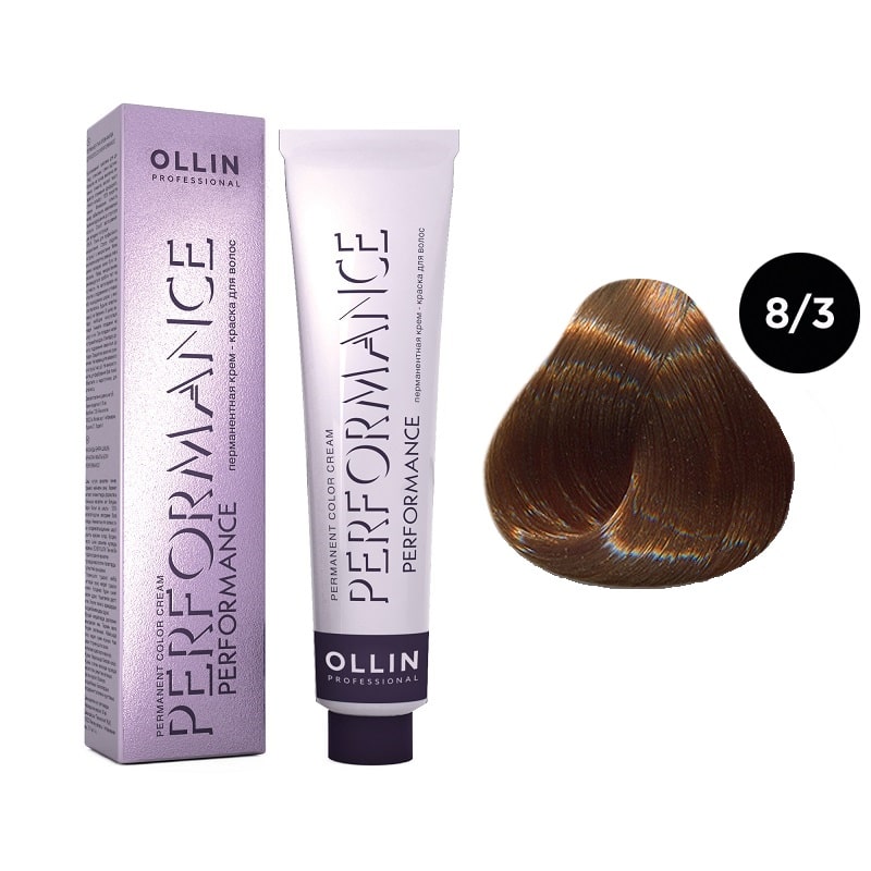 ollin performance Перманентная крем краска для волос 8/3 светло русый золотистый 60 мл OLLIN Performance Перманентная крем-краска для волос 8/3 светло-русый золотистый 60 мл — изображение 1