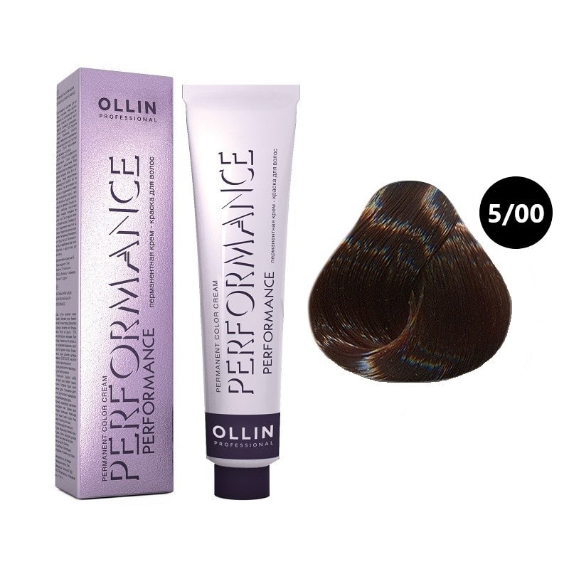ollin performance Перманентная крем краска для волос 5/00 светлый шатен глубокий 60 мл OLLIN Performance Перманентная крем-краска для волос 5/00 светлый шатен глубокий 60 мл — изображение 1