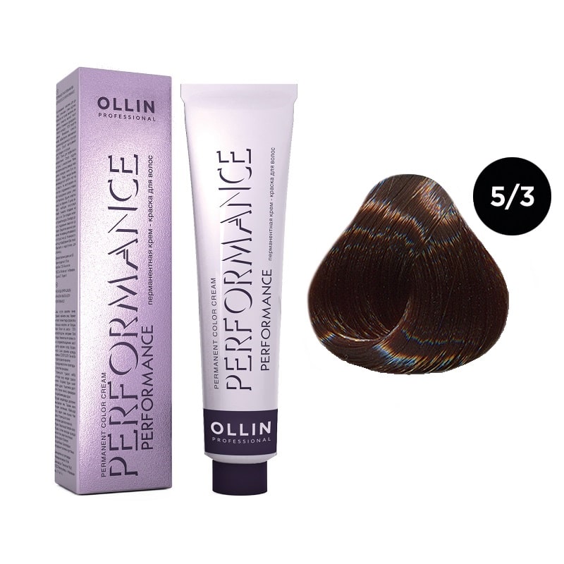 ollin performance Перманентная крем краска для волос 5/3 светлый шатен золотистый 60 мл OLLIN Performance Перманентная крем-краска для волос 5/3 светлый шатен золотистый 60 мл — изображение 1