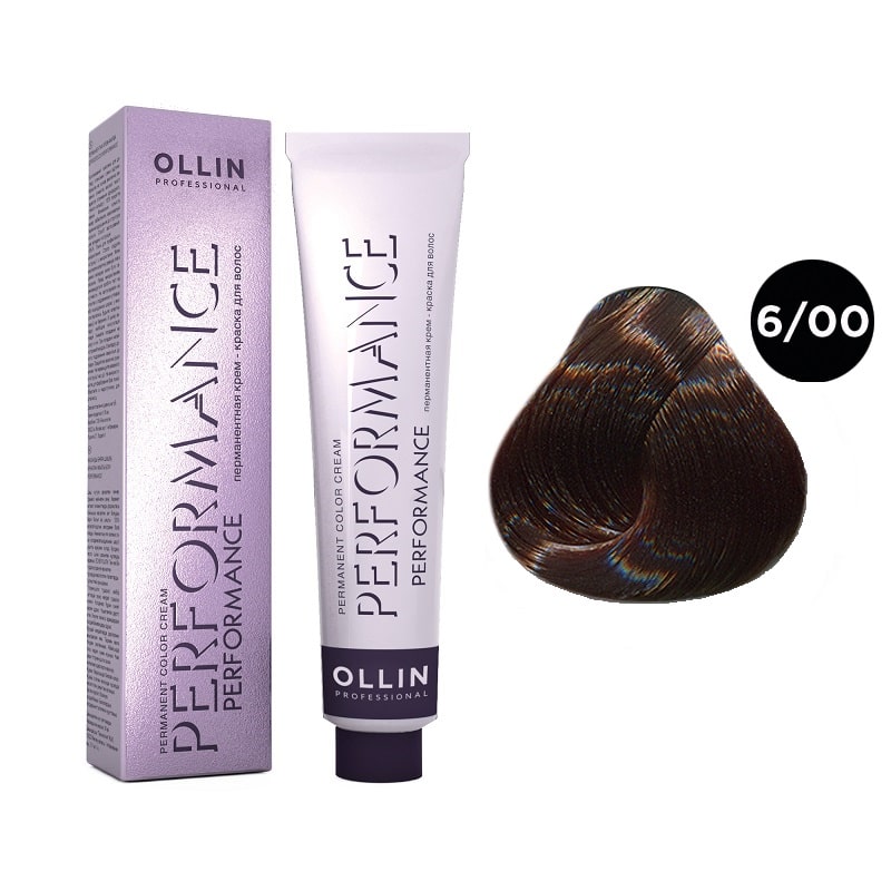 ollin performance Перманентная крем краска для волос 6/00 темно русый глубокий 60 мл OLLIN Performance Перманентная крем-краска для волос 6/00 темно-русый глубокий 60 мл — изображение 1