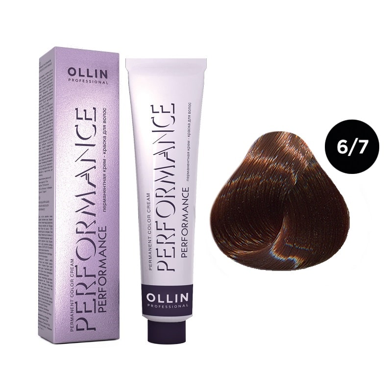 ollin performance Перманентная крем краска для волос 6/7 темно русый коричневый 60 мл OLLIN Performance Перманентная крем-краска для волос 6/7 темно-русый коричневый 60 мл — изображение 1