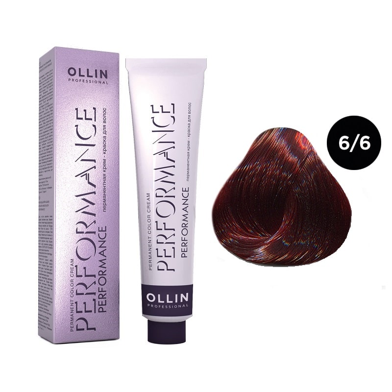ollin performance Перманентная крем краска для волос 6/6 темно русый красный 60 мл OLLIN Performance Перманентная крем-краска для волос 6/6 темно-русый красный 60 мл — изображение 1