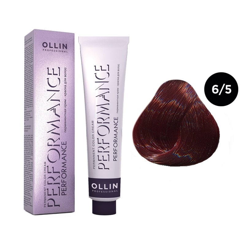 ollin performance Перманентная крем краска для волос 6/5 темно русый махагоновый 60 мл OLLIN Performance Перманентная крем-краска для волос 6/5 темно-русый махагоновый 60 мл — изображение 1