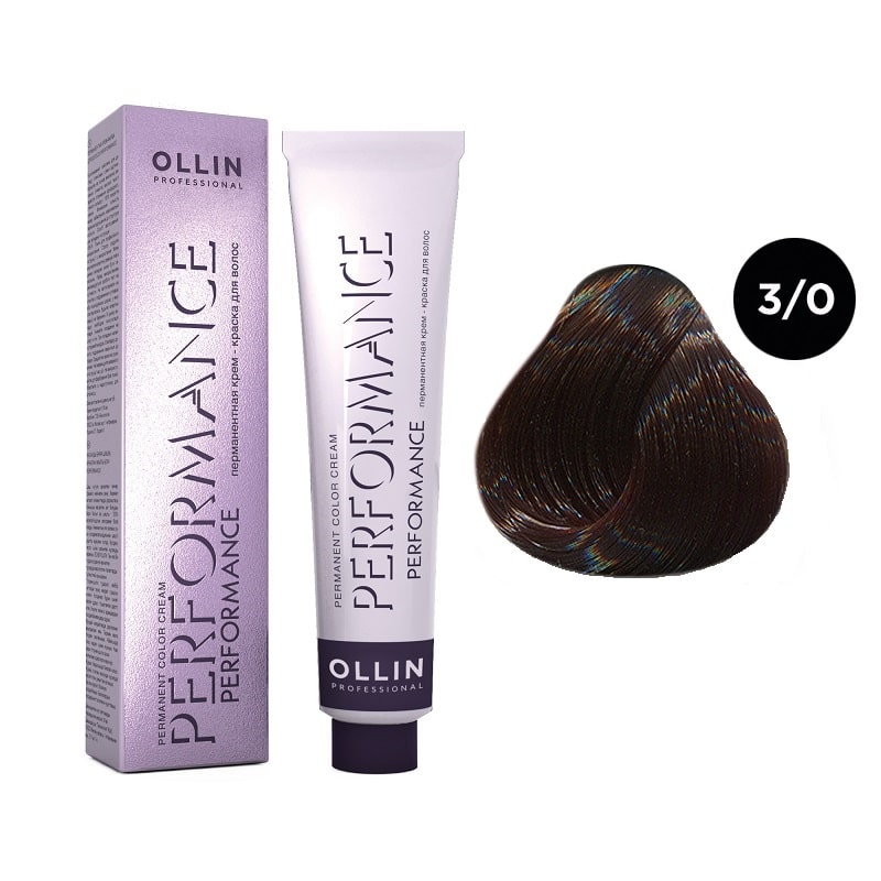 ollin performance Перманентная крем краска для волос 3/0 темный шатен 60 мл OLLIN Performance Перманентная крем-краска для волос 3/0 темный шатен 60 мл — изображение 1