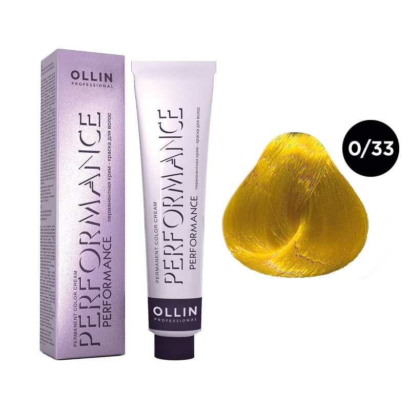 ollin performance Перманентная крем краска для волос 0/33 желтый 60 мл OLLIN Performance Перманентная крем-краска для волос 0/33 желтый 60 мл — изображение 1