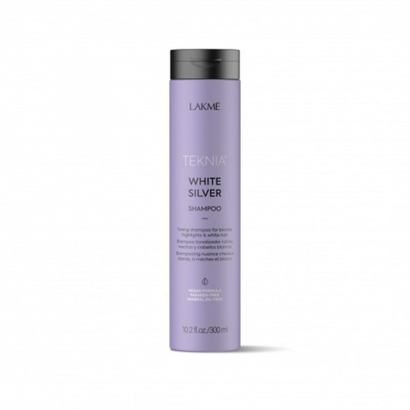 lakme white silver shampoo Тонирующий шампунь для нейтрализации желтого оттенка волос 300 мл LAKME WHITE SILVER SHAMPOO Тонирующий шампунь для нейтрализации желтого оттенка волос 300 мл — изображение 1