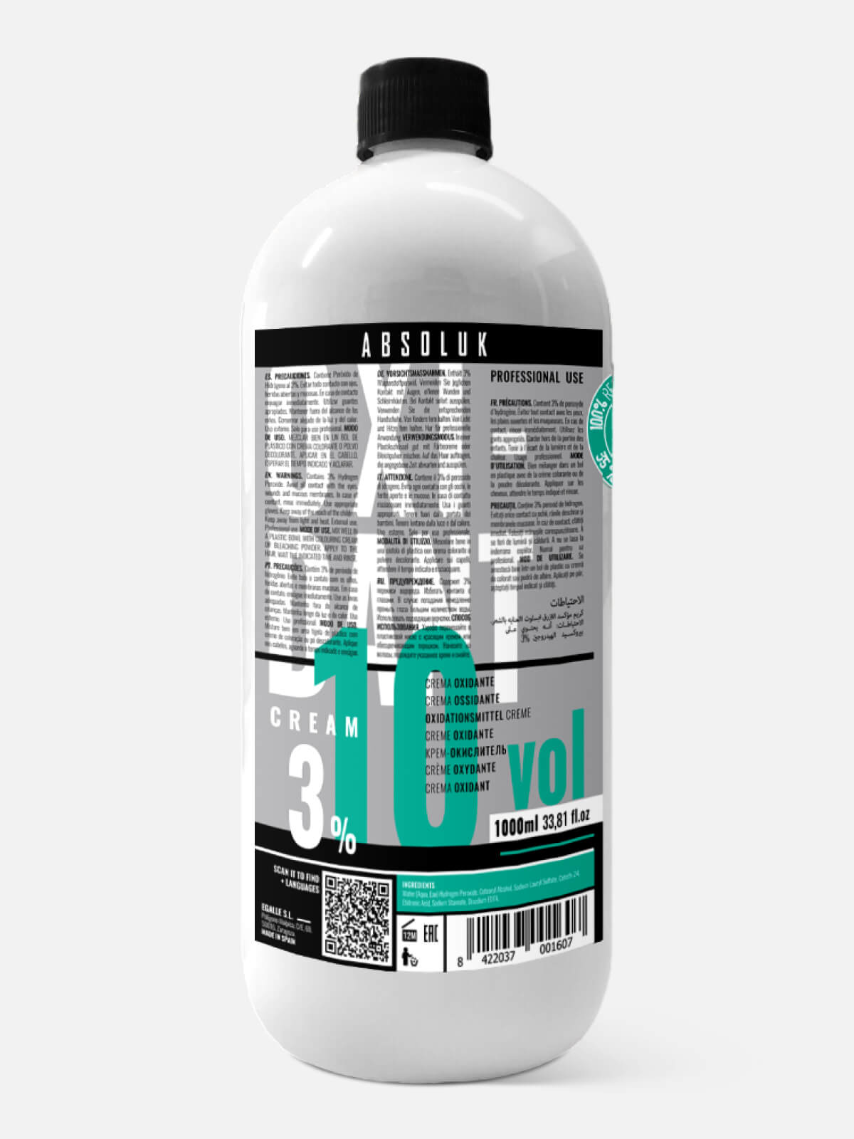 absoluk Окислитель для краски для волос oxidant cream 10 vol. (3%) 1000мл ABSOLUK Окислитель для краски для волос OXIDANT CREAM 10 VOL. (3%) 1000мл — изображение 1