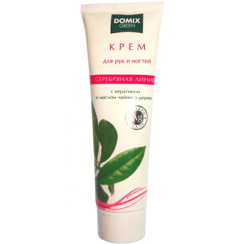 domix green Крем для рук и ногтей с кератином и маслом чайного дерева и наносеребром 100 мл DOMIX GREEN Крем для рук и ногтей с кератином и маслом чайного дерева и наносеребром 100 мл — изображение 1