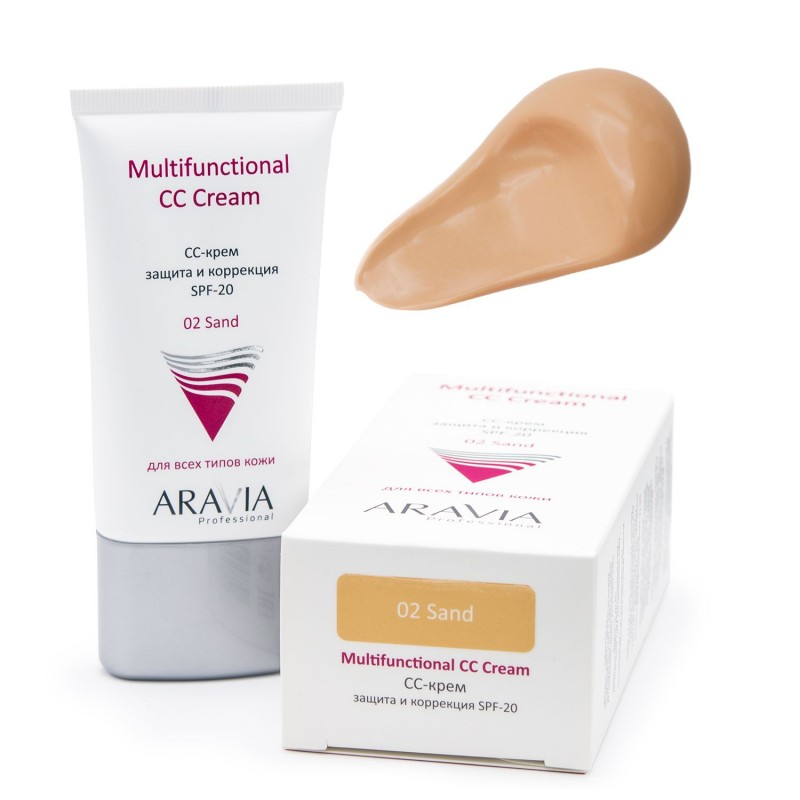 СС крем защитный spf 20 multifunctional cc cream sand 02, 50 мл aravia СС-крем защитный SPF-20 Multifunctional CC Cream Sand 02, 50 мл ARAVIA — изображение 1