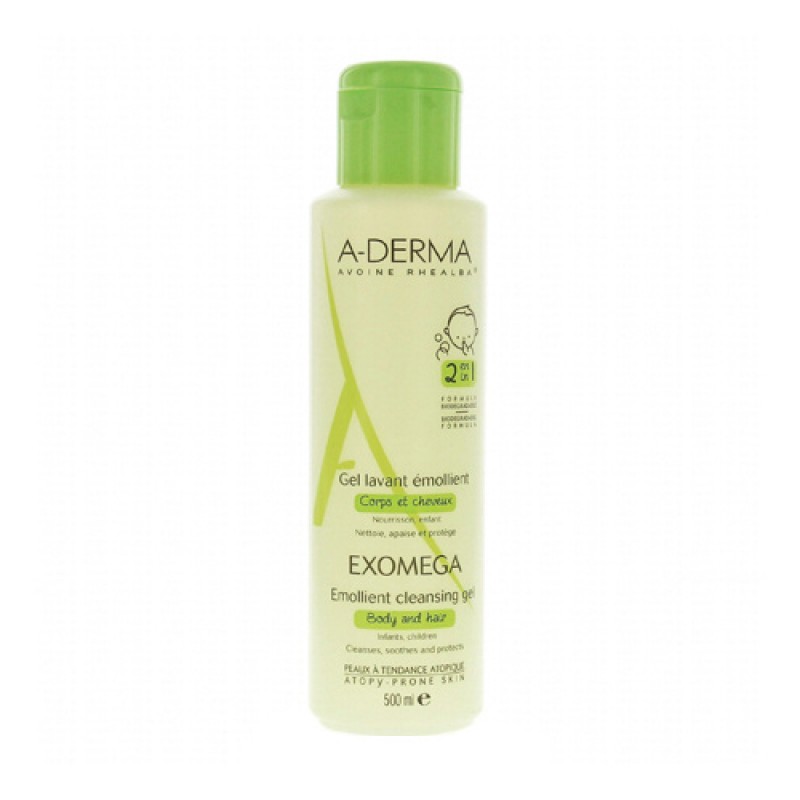 a derma exomega Смягчающий очищающий гель 2 в 1 500 мл A-Derma Exomega Смягчающий очищающий гель 2 в 1 500 мл — изображение 1