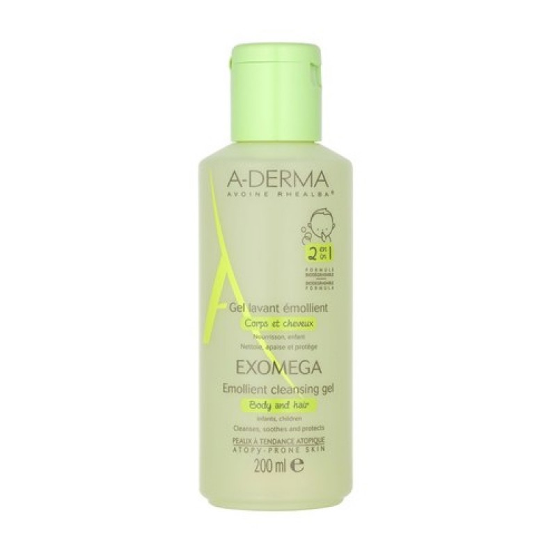 a derma exomega Гель смягчающий очищающий 2в1 200 мл A-Derma Exomega Гель смягчающий очищающий 2в1 200 мл — изображение 1