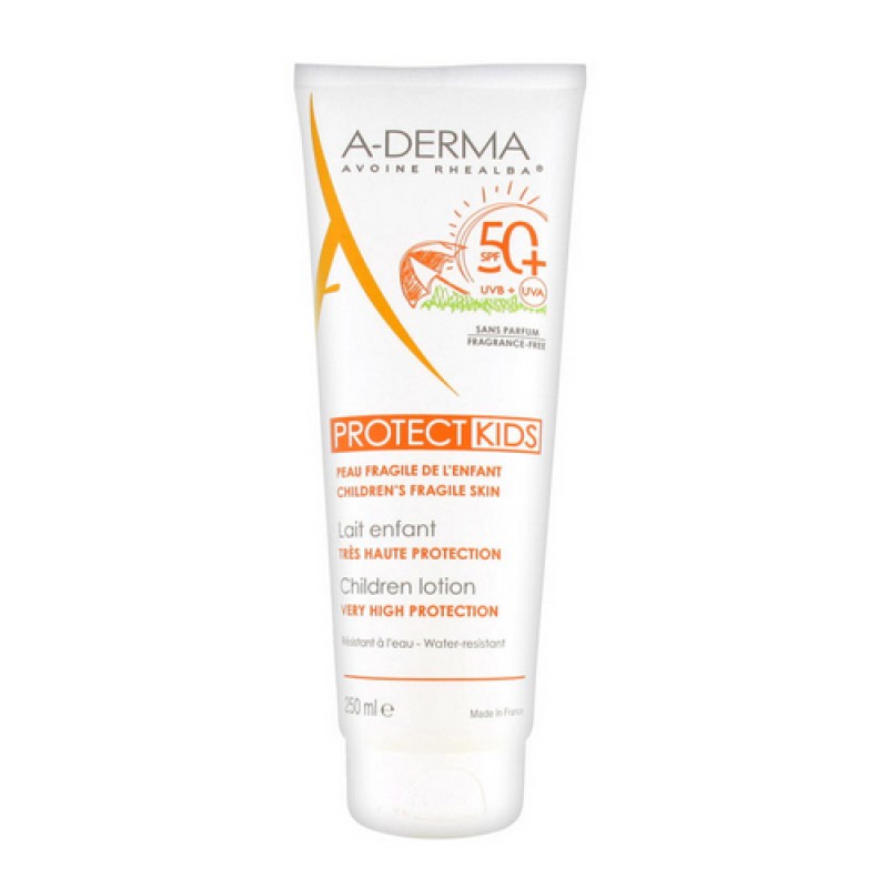 a derma protect kids Лосьон солнцезащитный spf50+ 250 мл A-Derma Protect KIDS Лосьон солнцезащитный SPF50+ 250 мл — изображение 1