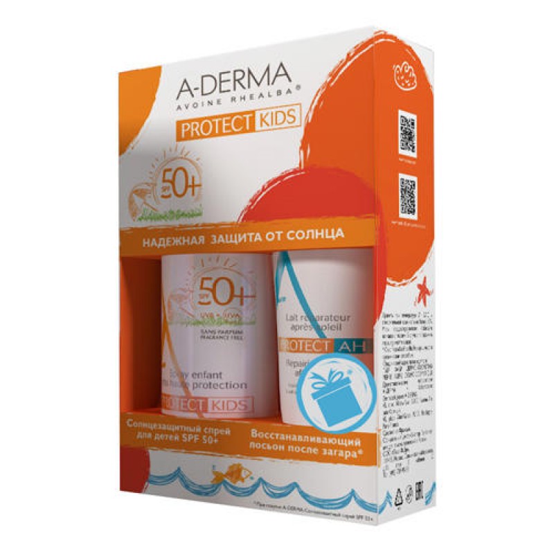 a derma protect Набор Спрей солнцезащитный spf50+ 200 мл + Лосьон после загара восстанавливающий 100 мл A-Derma Protect Набор Спрей солнцезащитный SPF50+ 200 мл + Лосьон после загара восстанавливающий 100 мл — изображение 1