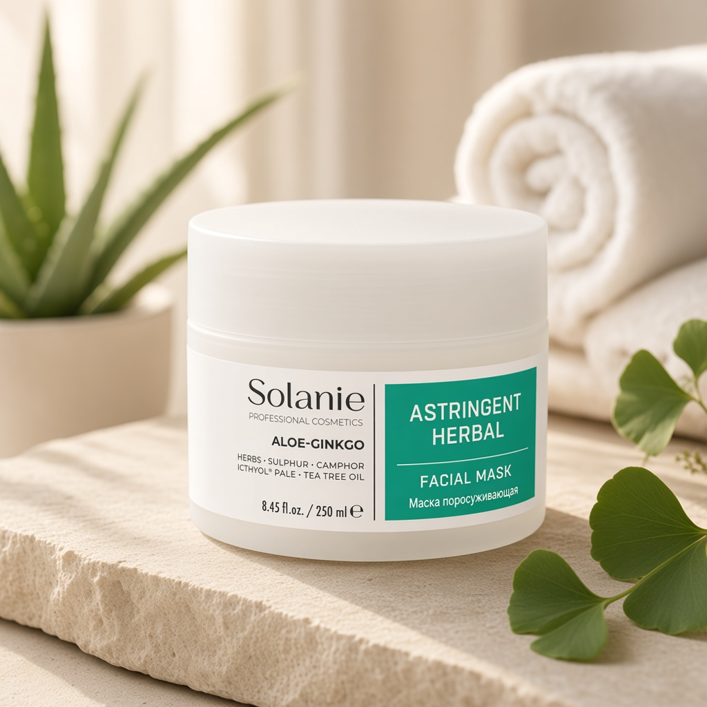 solanie aloe ginkgo astringent herbal facial mask Маска поросуживающая 250 мл SOLANIE ALOE GINKGO Astringent herbal facial mask Маска поросуживающая 250 мл — изображение 1