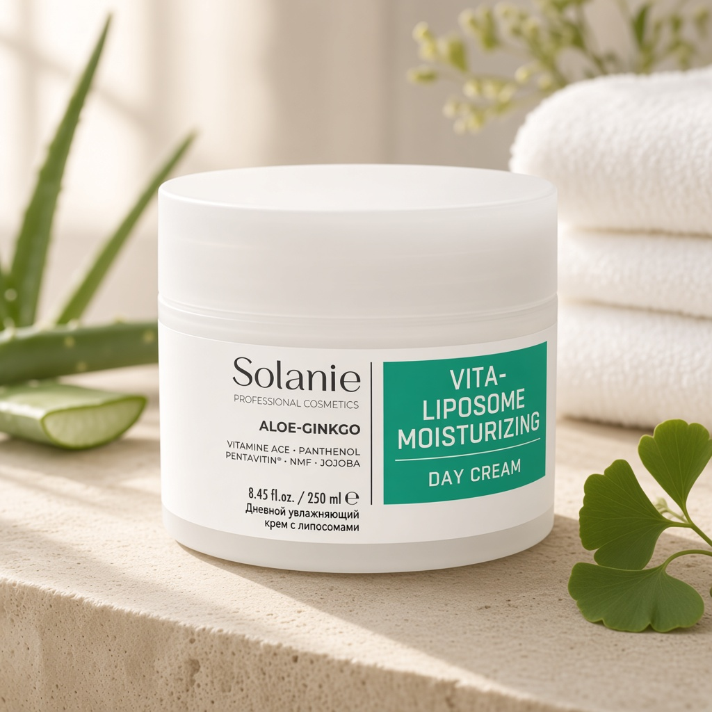 solanie aloe ginkgo vita liposome moisturizing day cream Дневной увлажняющий крем с липосомами 250 мл SOLANIE ALOE GINKGO Vita-liposome moisturizing day cream Дневной увлажняющий крем с липосомами 250 мл — изображение 1