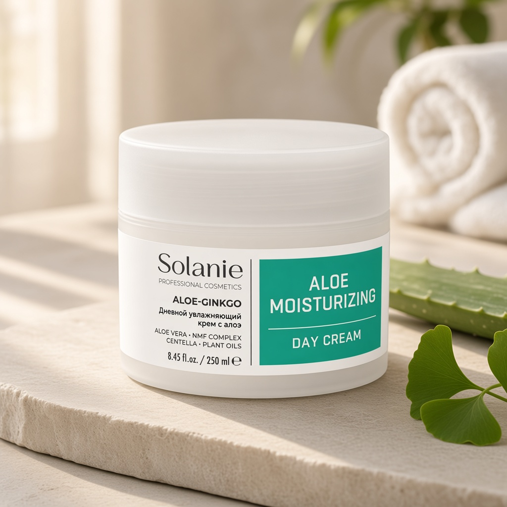solanie aloe ginkgo aloe moisturizing day cream Дневной увлажняющий крем с алоэ 250 мл SOLANIE ALOE GINKGO Aloe moisturizing day cream Дневной увлажняющий крем с алоэ 250 мл — изображение 1