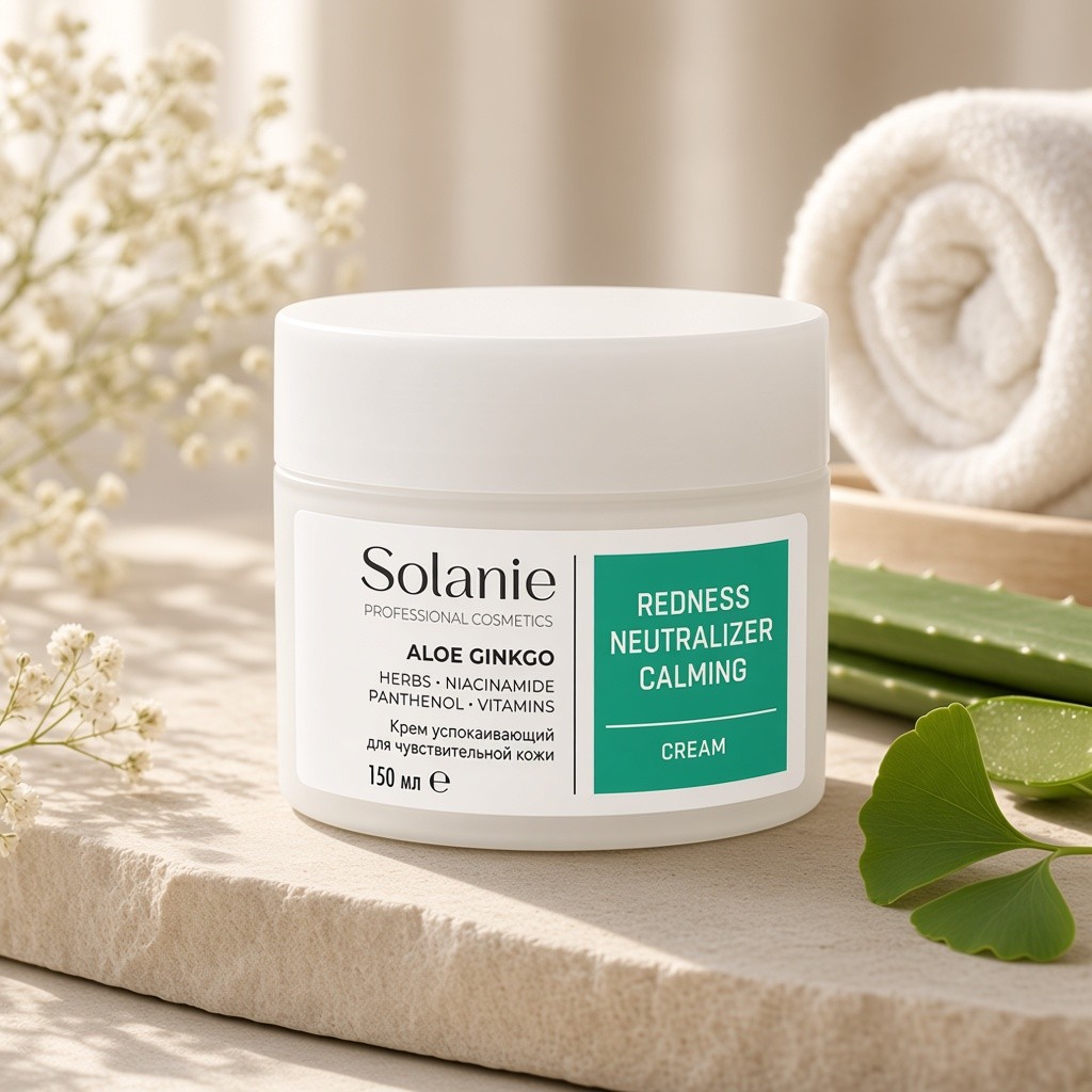 solanie aloe ginkgo redness neutralizer skin calming cream Крем успокаивающий для чувствительной кожи 150 мл SOLANIE ALOE GINKGO Redness neutralizer skin calming cream Крем успокаивающий для чувствительной кожи 150 мл — изображение 1