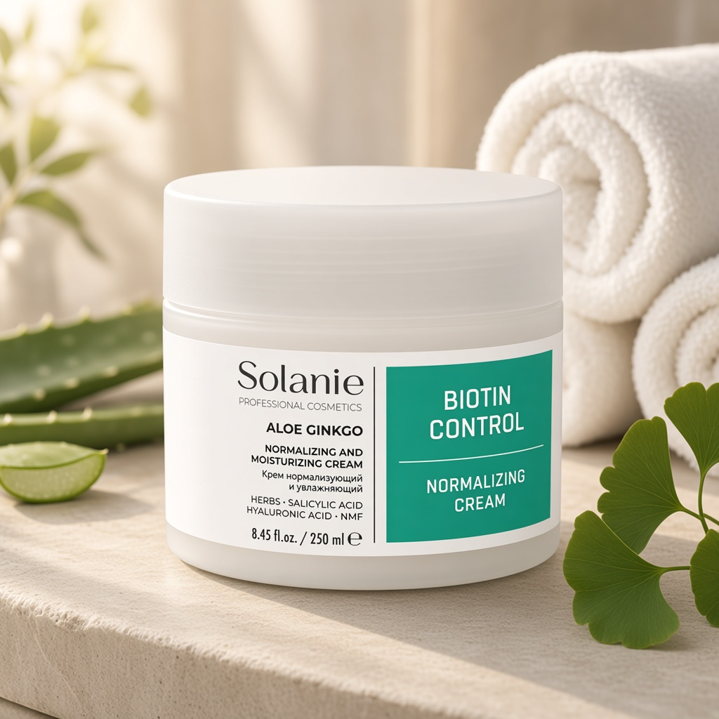 solanie aloe ginkgo biotin normalizing and moisturizing cream Крем нормализующий и увлажняющий 250 мл SOLANIE ALOE GINKGO Biotin Normalizing and moisturizing cream Крем нормализующий и увлажняющий 250 мл — изображение 1