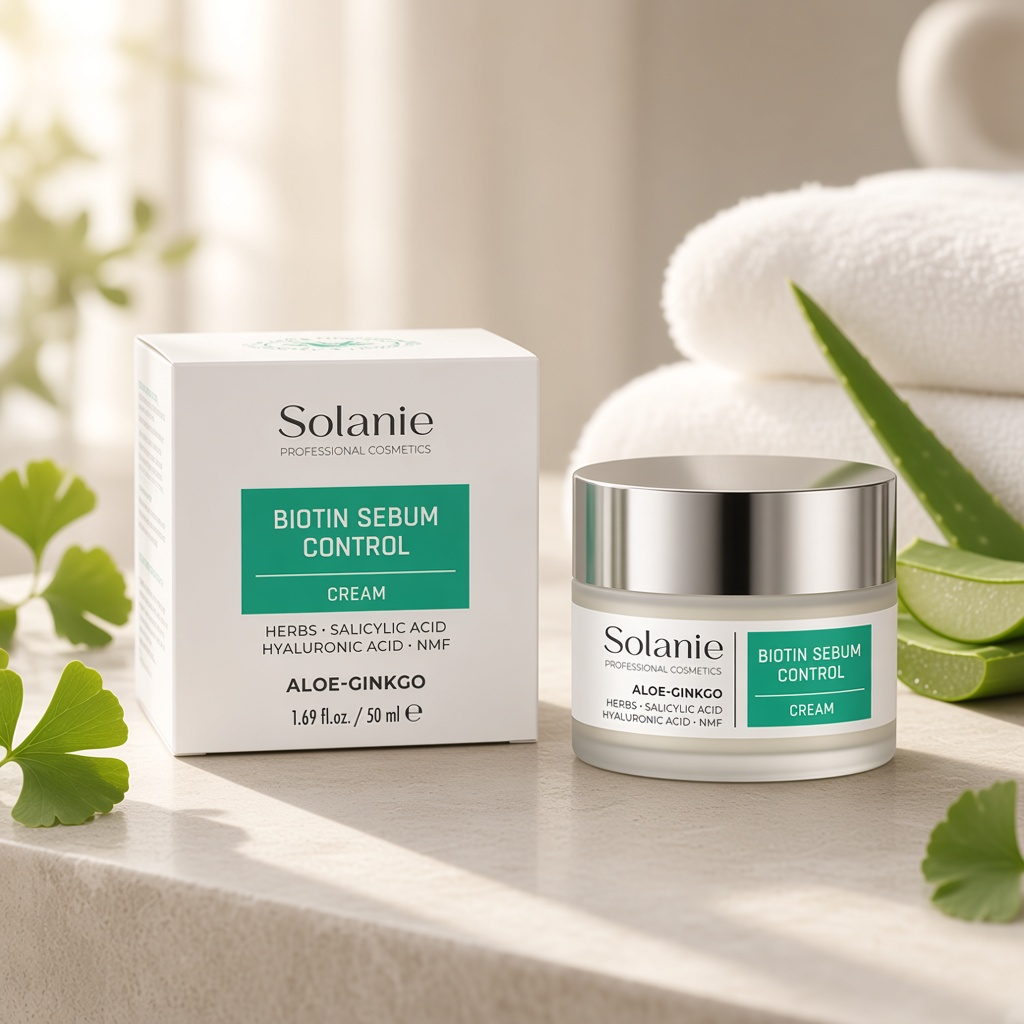 solanie aloe ginkgo biotin normalizing and moisturizing cream Крем нормализующий и увлажняющий 50 мл SOLANIE ALOE GINKGO Biotin Normalizing and moisturizing cream Крем нормализующий и увлажняющий 50 мл — изображение 1