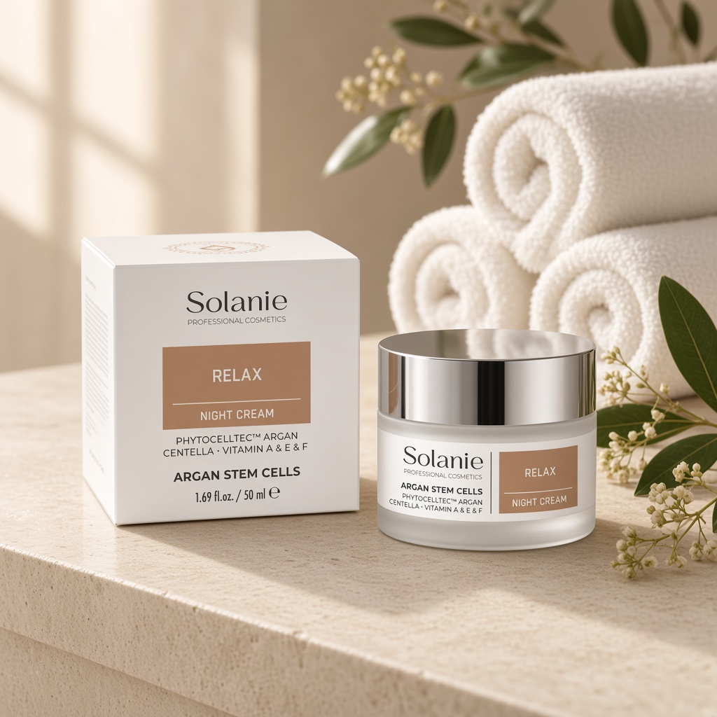 solanie argan plant stem cells relax night cream Ночной омолаживающий крем 50 мл SOLANIE ARGAN PLANT STEM CELLS Relax night cream Ночной омолаживающий крем 50 мл — изображение 1