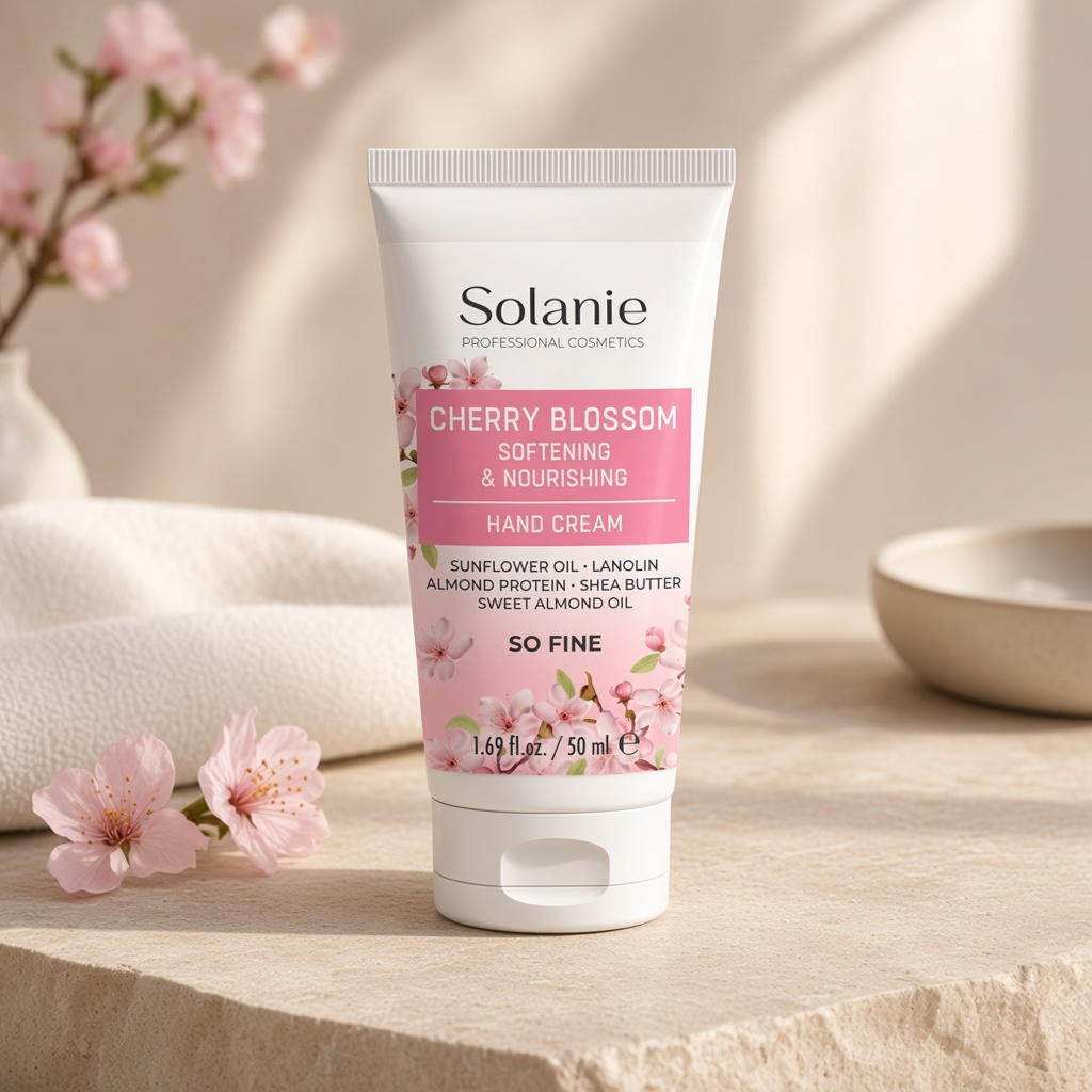 solanie so fine hand cream softening nourishing cherry blossom Крем для рук с ароматом вишни 50 мл SOLANIE SO FINE Hand Cream Softening Nourishing Cherry Blossom Крем для рук с ароматом вишни 50 мл — изображение 1