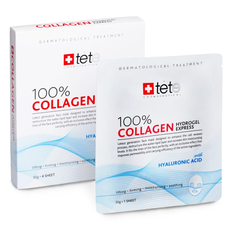 100% collagen hydrogel express mask Гидроколлагеновая маска Экспресс уход 4 шт tete 100% Collagen Hydrogel Express Mask Гидроколлагеновая маска Экспресс-уход 4 шт TETE — изображение 1