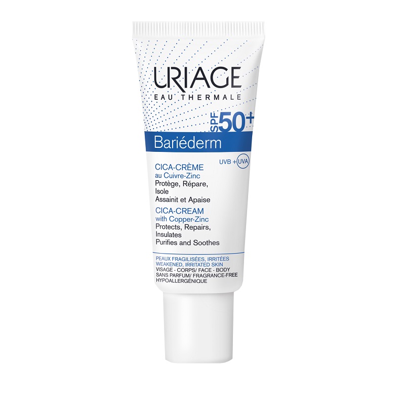 uriage bariederm cica cream spf50+ Цика крем с медью и цинком 40 мл URIAGE Bariederm Cica-cream SPF50+ Цика-крем с медью и цинком 40 мл — изображение 1