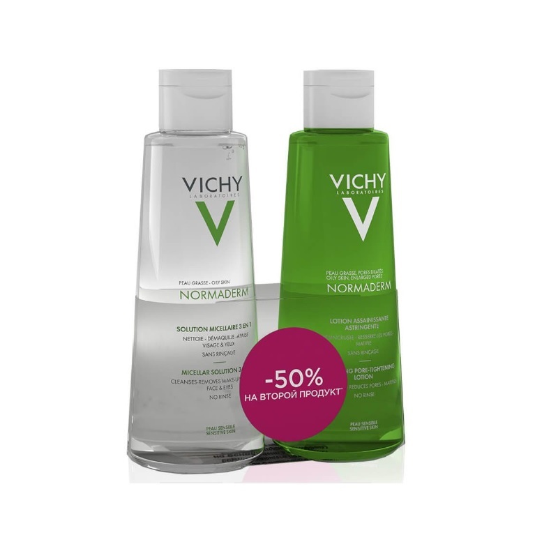 normaderm, Лосьон сужающий поры, 200 мл + Мицеллярный лосьон, 200 мл vichy Normaderm, Лосьон сужающий поры, 200 мл + Мицеллярный лосьон, 200 мл VICHY — изображение 1