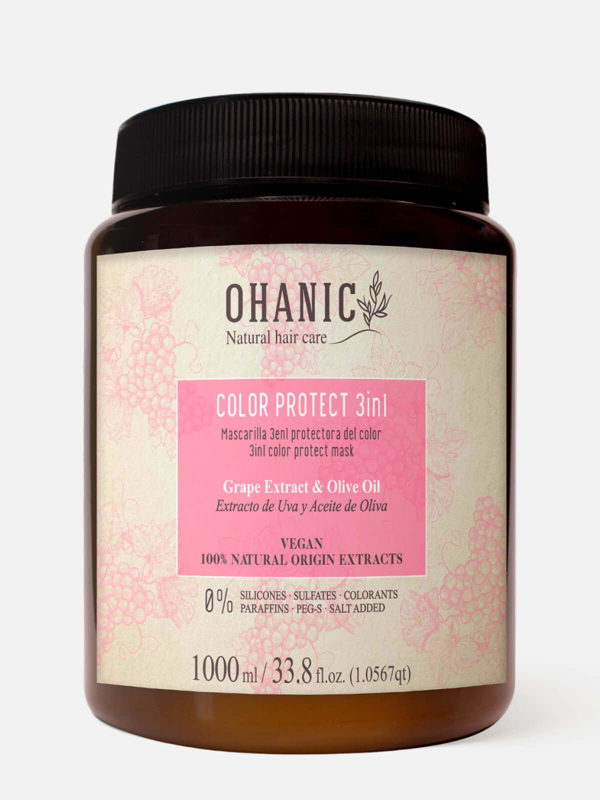 ohanic natural hair care color Маска для окрашенных волос "защита цвета" 3 in 1 color protect mask 1000мл OHANIC NATURAL HAIR CARE COLOR Маска для окрашенных волос "защита цвета" 3 IN 1 COLOR PROTECT MASK 1000мл — изображение 1