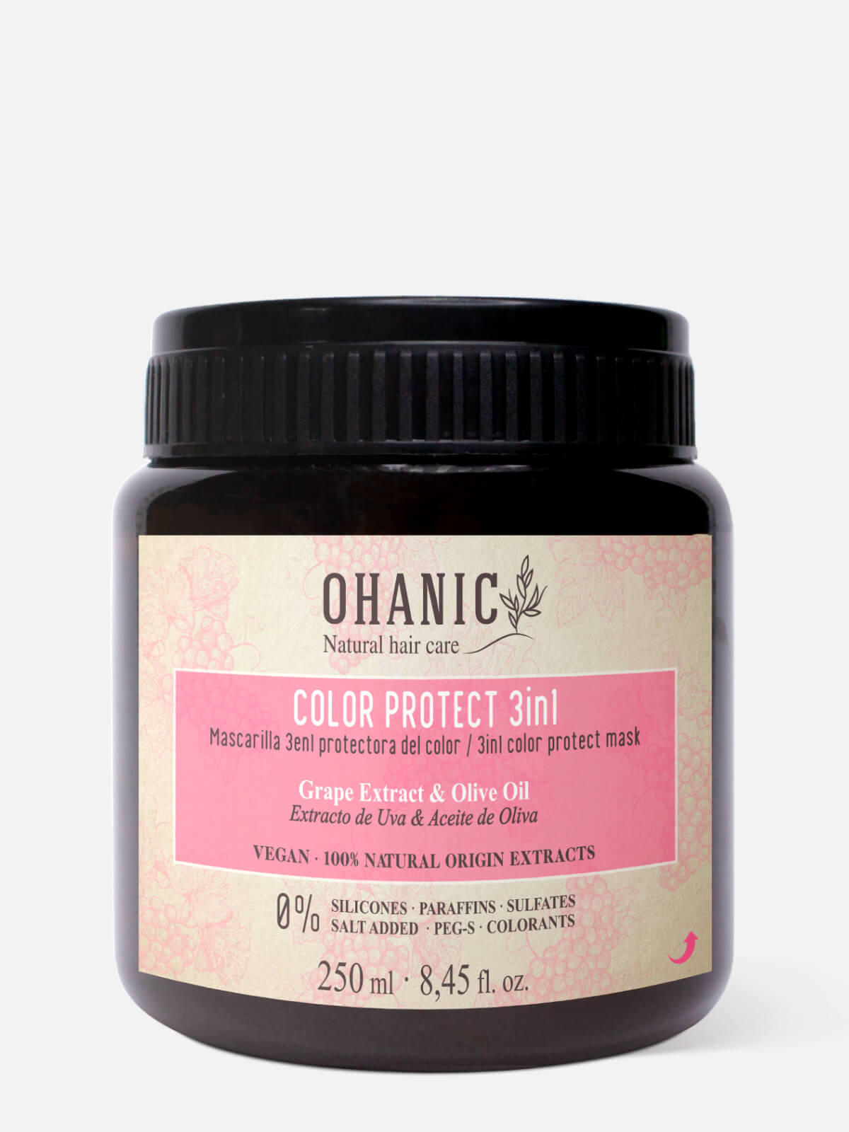 ohanic natural hair care color Маска для окрашенных волос "защита цвета" 3 in 1 color protect mask 250мл OHANIC NATURAL HAIR CARE COLOR Маска для окрашенных волос "защита цвета" 3 IN 1 COLOR PROTECT MASK 250мл — изображение 1