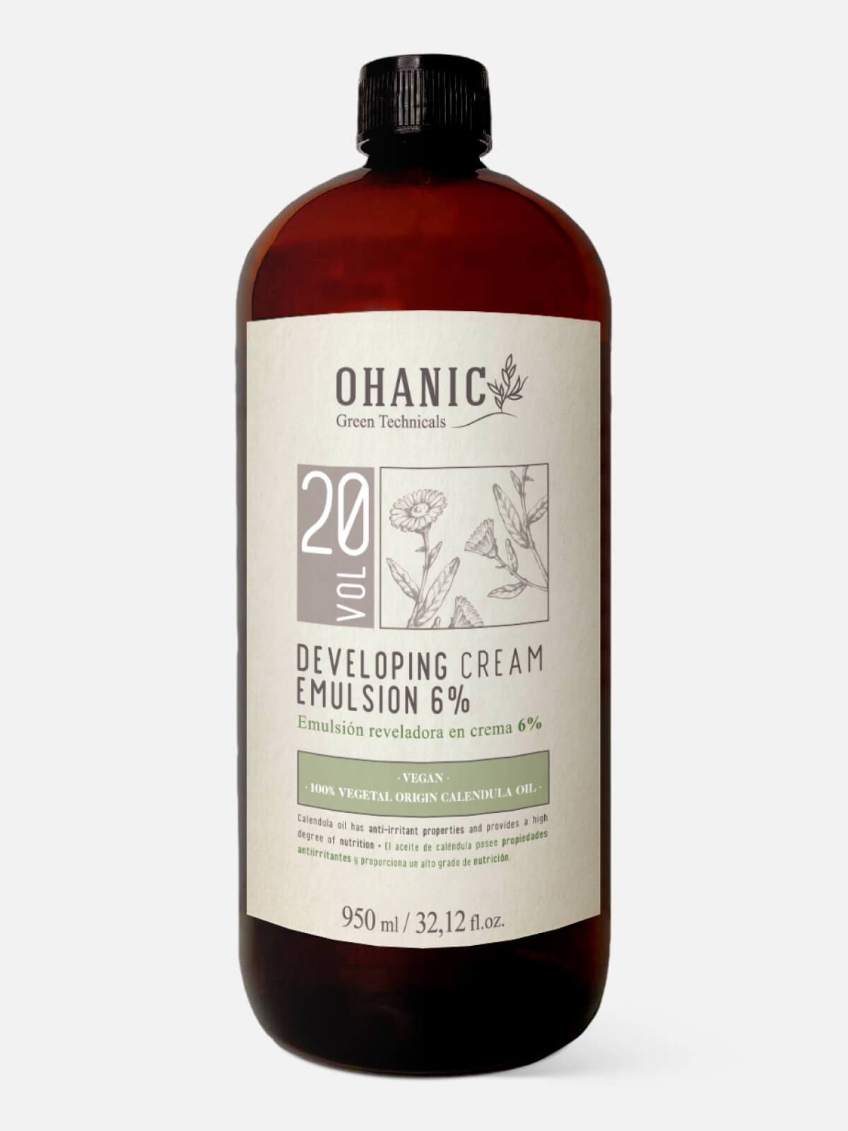 ohanic green technicals Эмульсия окислительная для краски developing cream emulsion 6% (20vol) 950мл OHANIC GREEN TECHNICALS Эмульсия окислительная для краски DEVELOPING CREAM EMULSION 6% (20VOL) 950мл — изображение 1