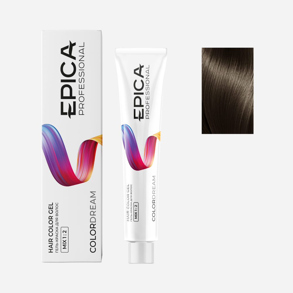 epi91111, 6.18 epica colordream Гель краска темно русый пепельно жемчужный, 100 мл. EPICA Colordream 6.18 Гель-краска темно-русый пепельно-жемчужный 100 мл — изображение 1