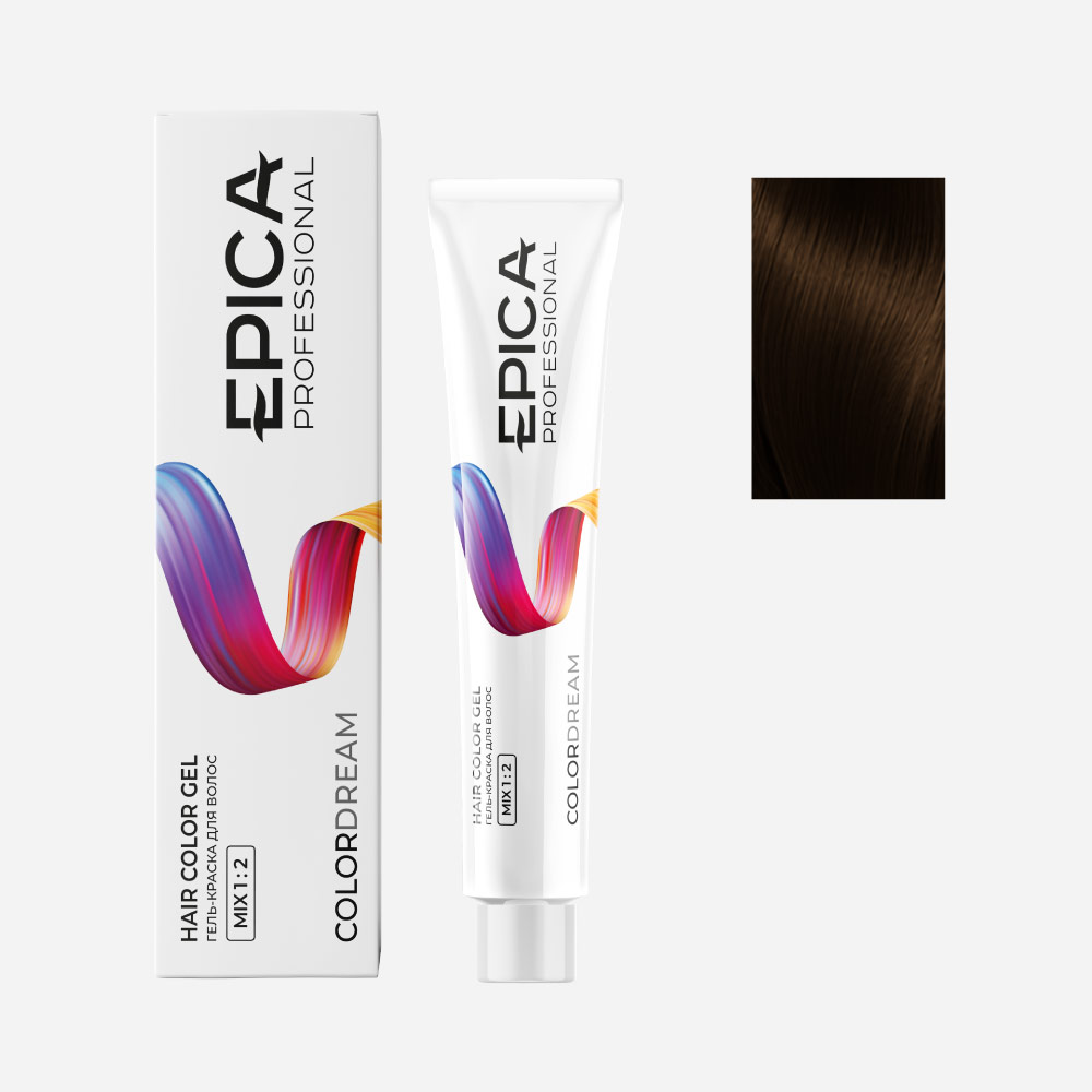 epi91179, 5.73 epica colordream Гель краска светлый шатен шоколадно золотистый, 100 мл. EPICA Colordream 5.73 Гель-краска светлый шатен шоколадно-золотистый 100 мл — изображение 1